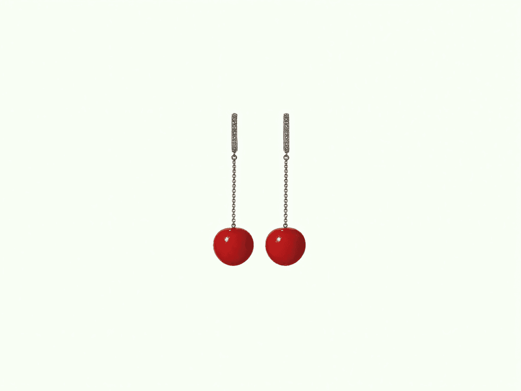 Cherry Ligne Drops — cherry red drop earrings in gold