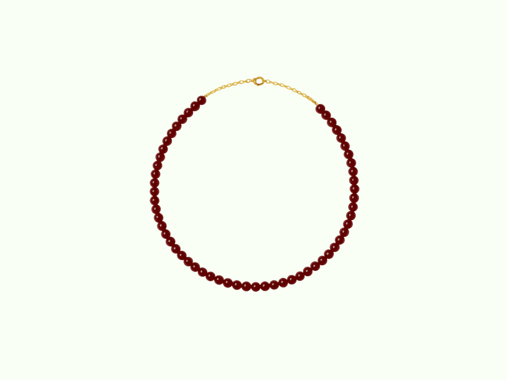 Ruby Noir Strand — deep ruby beaded necklace